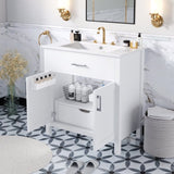 30-Inch Bathroom Vanity with Ceramic Sink and Ample Storage - The Perfect Choice for Small Bathrooms WF530809AAK