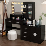 Large Makeup Vanity with Lights, Vanity Table with Charging Station, Vanity Desk with Mirror and 10 34862814