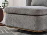 25.2 "Wide Modern Chenille Cushioned Armless Metal Base 360&deg Swivel Chair with Pillow, Suitable W3118P253949