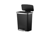 Trash Can, 11.9 Gallon Plastic Step Garbage Bin with Soft Close Lid, Black 14987467