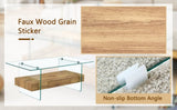 43.3 Inch Modern Two-Tier Coffee Table - Clear Tempered Glass and Natural Wood Grain, W1151P232622