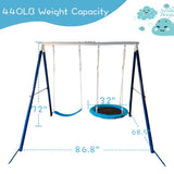 ZNTS Kids Metal Swing Set for Backyard Outdoor Playground Two Functional Swing Set For Kids Outdoor W1262P168481