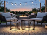 2-Pack Solar Powered Nesting Side Table Set, Modern Round End Tables with Solar LED Lights, Metal 52310929