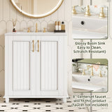30 Inch Bathroom Vanity with Ceramic Sink, Freestanding Bathroom Vanity Set with Hidden Drawer, N710P192538K
