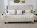 65.55" Wide Modern Upholstered Storage , Napped fabric Bed End Foot Stool With Rolled Armrest, 86972067