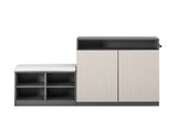U_Style Livingroom Cabinet Shoe Bench, 2 Doors and 3-Tier Adjustable Shelves, Entryway Bench N711P345166M