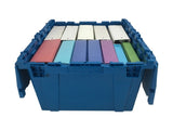 uBoxes Storage and Packing Plastic Tote Crate Attached Lid Flip Top, 27"x17"x12" 83911599