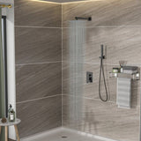Dual Shower Head - 12 Inch Wall Mounted Square Shower System with Rough-in Valve,Matte black W124357630