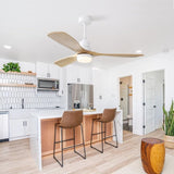 52 Inch Indoor Ceiling Fan With Dimmable Led Light 3 Solid Wood Blades Remote Control Reversible DC W882P296748