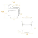 29.13" W Square Swivel Accent Chair, Modern Rotating Arm Chair with Open Back,360 Degree Rotation, W1852P211990