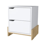 ZNTS Ralston 2-Drawer Nightstand in White and Macadamia B062111736