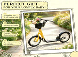 Orange 16" Inflatable Youth Scooter Kick Scooter with Adjustable Handlebars, Double Brakes, Front 45851904