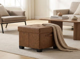 Coffee Brown Foldable Ottoman Storage Bench, Footstool with 660 lb Capacity 60293284