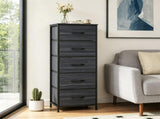 Vertical Fabric Storage Dresser, Tall Narrow Storage Tower with Large Capacity Drawers, Sturdy Metal 75487294