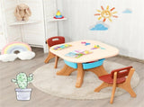 Brown Kids Table and 2 Chairs Set with 4 Storage Boxes, Toddler Activity Table for Drawing Playing 90631640