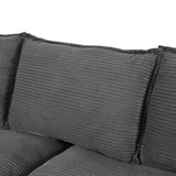 U-Style 85.4" Modern Curved Sofa, Back Upholstered Couch with 2 Decorative Throw Pillows, Corduroy N711P192059E