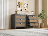 3 Drawer Cabinet,Natural rattan,American Furniture,Suitable for bedroom, living room, study W68858065