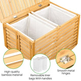 Bamboo Laundry Hamper with Lid Foldable Clothes Basket with 2-Section Removable Liner Bag, 91307631
