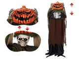 5.6ft Halloween Decorations Outdoor Life Size Animatronics Ghost with Pumpkin Head, Sound-Actived 09096478