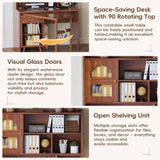 Computer Desk with 90 Degree Rotating Desktop, 43x70 Inch Office Desk with Storage Drawer and N733P279101D