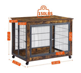 ZNTS Furniture Dog Cage Crate with Double Doors, Rustic Brown, 38.58'' W x 25.2'' D x 27.17'' H 43985378