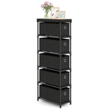 Modern Minimalist Chest of Drawers - 5 Drawers Countertop, Industrial Wood Top, Versatile as Side 52539284