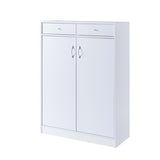 White Shoe Storage Cabinet with Fives Shelves, Two Drawers, Fits 15 Pairs of Shoes B107130885