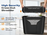 12-Sheet Paper Shredder for Home, Quiet Cross Cut Shredders, P-4 Ultra Security, 4.5 Gal Bin, Shred 95940306