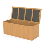 112 Gallon Outdoor Wooden Deck Box Solid Wood Storage Box Seat & Table Top for Patio Furniture W2640P327224