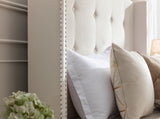 Peyton Upholstered King Bed / 54" High Headboard / Traditional Hand Buttoned Tufting / Nailhead Trim B083P152027