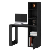 ZNTS Peterson Computer Desk with 4-Tier Bookcase and 1-Door Cabinet Black B062111729