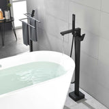 Freestanding Bathtub Faucet Tub Filler Matte Black Floor Mount Bathroom Faucets Brass Single Handle TH-F5506MB