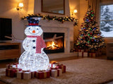 Pre-Lit Christmas Snowman Decoration with 80 Cold White LED Lights, IP44 Waterproof Metal Tinsel 38354668