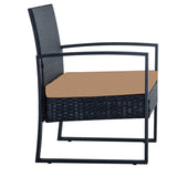 3 Piece Outdoor PE Wicker Furniture Set, Patio Black Rattan Sectional Sofa Couch with Washable 95617851