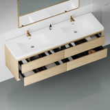 72" Wall-Mounted Bathroom Vanity with Sink, Floating Bathroom Storage Cabinet with Stone Resin W1573P211189