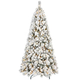 Artificial 8ft Flock LED-lit Christmas Tree with 1445PVC/Hard Needle Mixed Branch Tips,Hinged 61722347