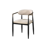 Beige and Black Armchair with Open Back B062P215498
