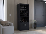 Pisek Bar Cabinet 5-Tier, Wine Cabinet, Liquor Cabinet, 12 Bottle Cubbies, 5 Shelves, Black B097P199747