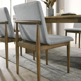 ZNTS Natural Tone Frame Light Gray Fabric Set of 2pc Side Chairs Dining Room Furniture Chair Upholstered B011P196967