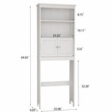 ZNTS Over The Toilet Rack 2 -Tier Toilet Bathroom Spacesaver Storage Shelf with 2 Doors Wood Storage 95065143