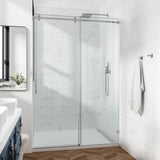 72*76"Fixed & Sliding Shower Door, Square Tube Hardware, Clear Glass Shower Door, 3/8 SGCC T3177P320619