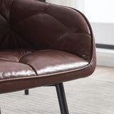 Dining Set of 2, Upholstered Kitchen with Comfortable Seat, Faux Leather Vintage W3112P262571