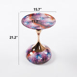 Mermaid Tail End Coffee Table Round Side Table, Modern Metal Pedestal Table, Minimalist Accent Table W2664P232836