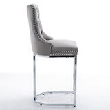 26" Counter Height Bar Stools Set of 2, Modern Velvet Barstools with Button Back&Rivet Trim W1143112577
