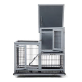 ZNTS Detachable Rabbit Hutch with Removable Tray and Rolling Casters, Gray+White W2181P190614