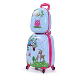 2 PCS Kids Luggage Set, 12" Backpack and 16" Spinner Case with 4 Universal Wheels, Travel Suitcase W2181P146727