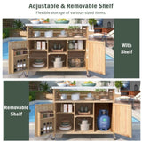 ZNTS Outdoor Kitchen Island, Rolling Bar Cart & Storage Cabinet, Farmhouse Solid Wood Outdoor Grill Table 68264633