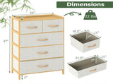 Bamboo 5-Drawer Storage Dresser with Anti-Tipping Kit for Bedroom Closet Living Room 62925610