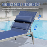 Patio Chaise Lounge Set of 3, Aluminum Pool Lounge Chairs with Side Table, Outdoor Adjustable W1859P172252