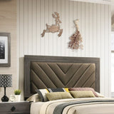 Contemporary 1pc Queen Size Bed Bedroom Furniture Upholstered Headboard Rubberwood 1pc Bedframe Gray B011P236803